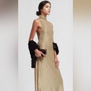 Reformation Gold Turtleneck Tank Dress